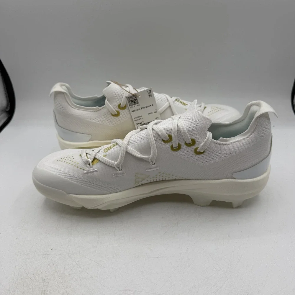 Adidas Electric+ 2 TPU Baseball Cleats Mens Sz 8.5 White/Gold Shoes JI1477 NWT